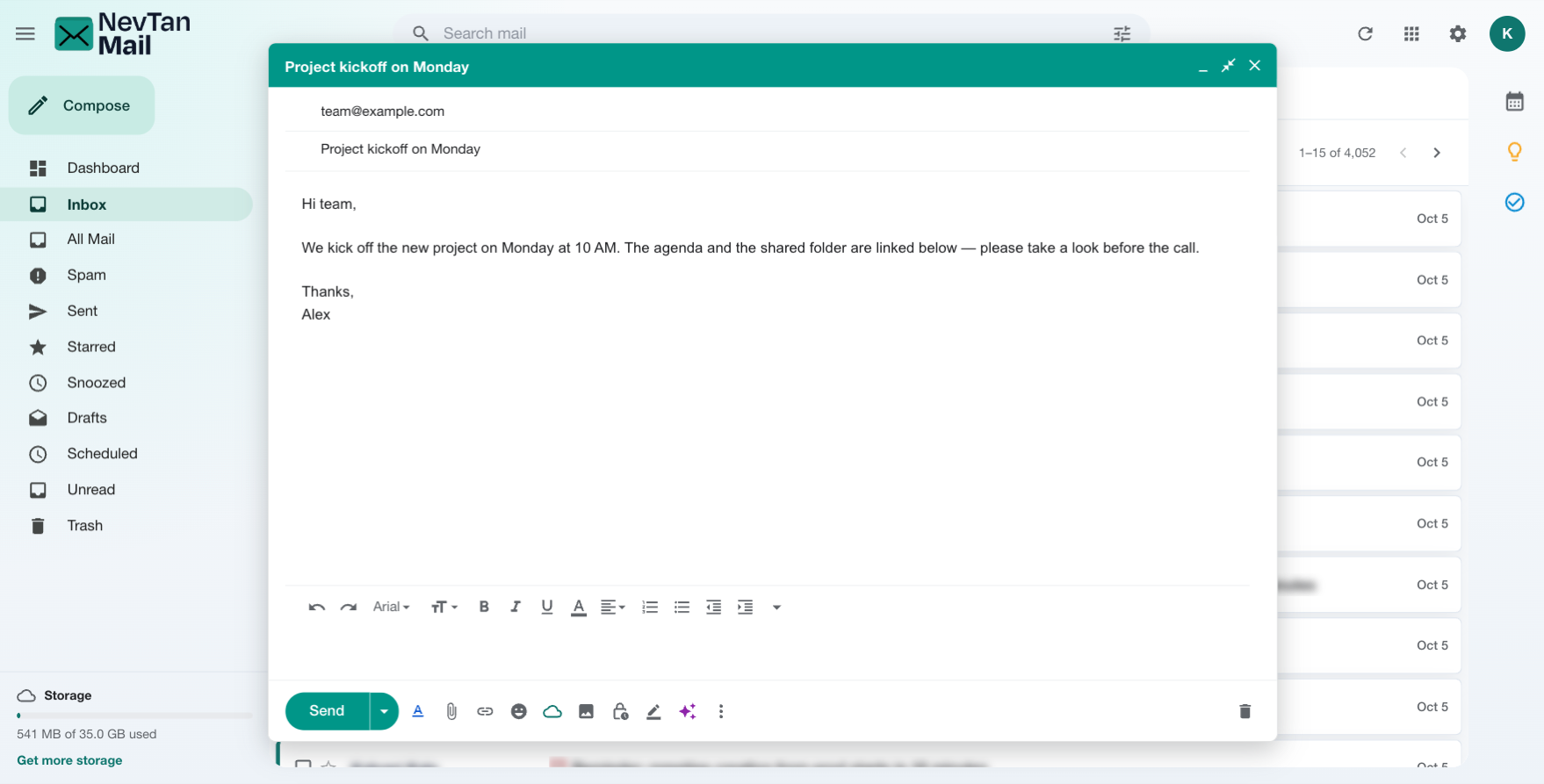 Compose formatting toolbar