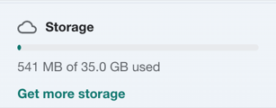 Sidebar storage meter showing used and total storage